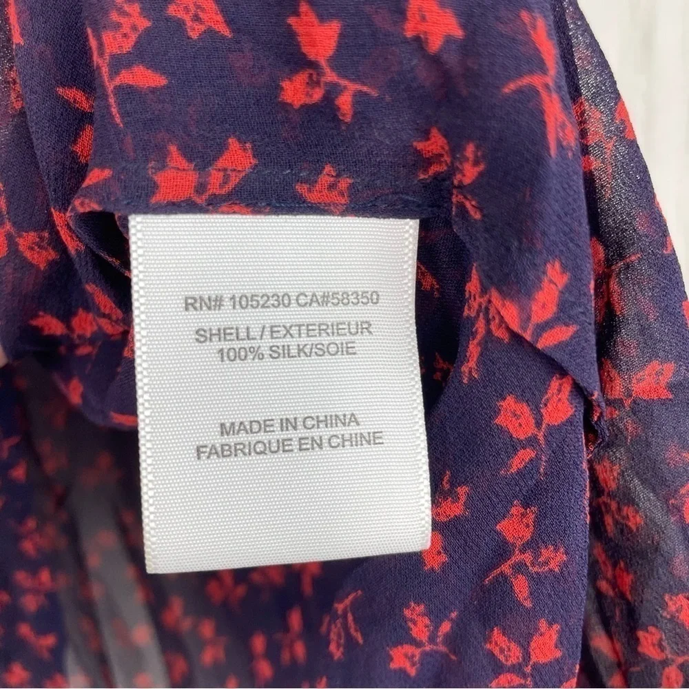 Joie 100% silk blue and red floral blouse Small - Picture 4 of 5
